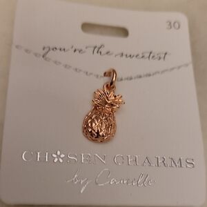 Rose Goldtone Pineapple Charm NWT